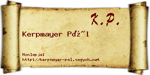 Kerpmayer Pál névjegykártya